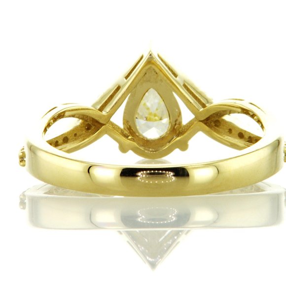 Infinity Split Shank 0.83Ct Natural Pear Diamond Engagement Ring 14K Yellow Gold - Picture 11 of 11